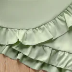 2pcs Kid Girl Ruffle Trim Puff Sleeve Smocked Top and Tulip Hem Skirt Set  image 4
