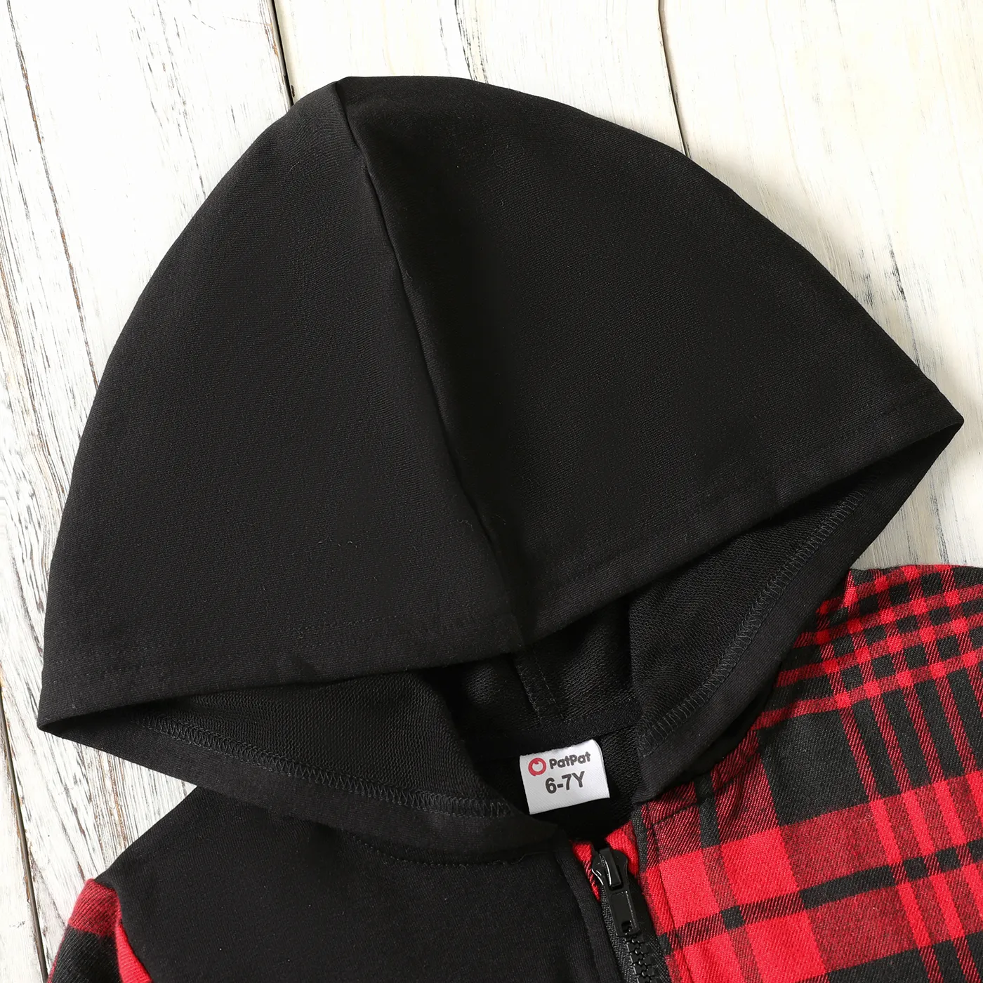 Kid Boy Plaid Panel Patch Pocket Long-sleeve Zip Up Hoodie  image 4