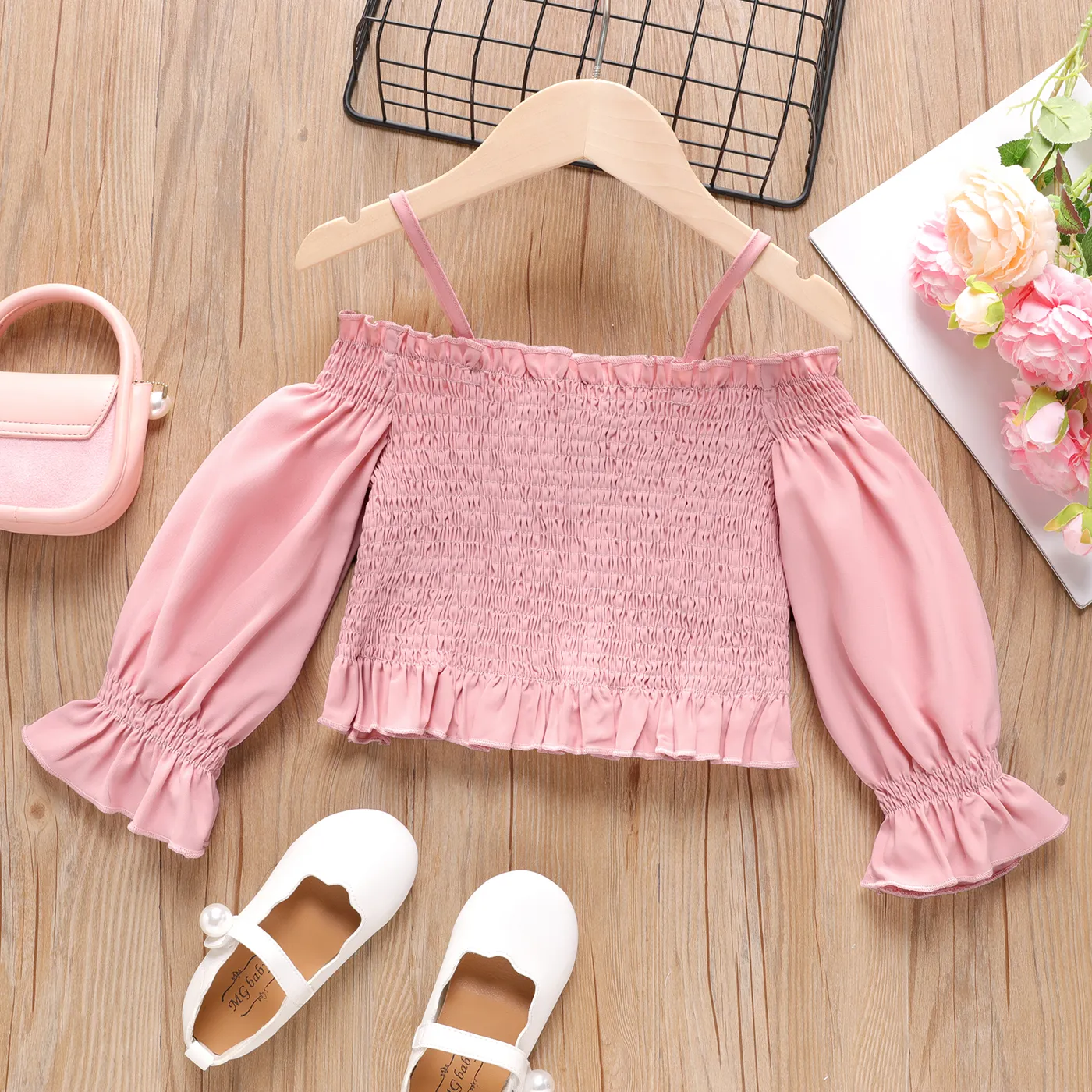 Kid Girl Ruffle Trim Smocked Cami Top  image 2