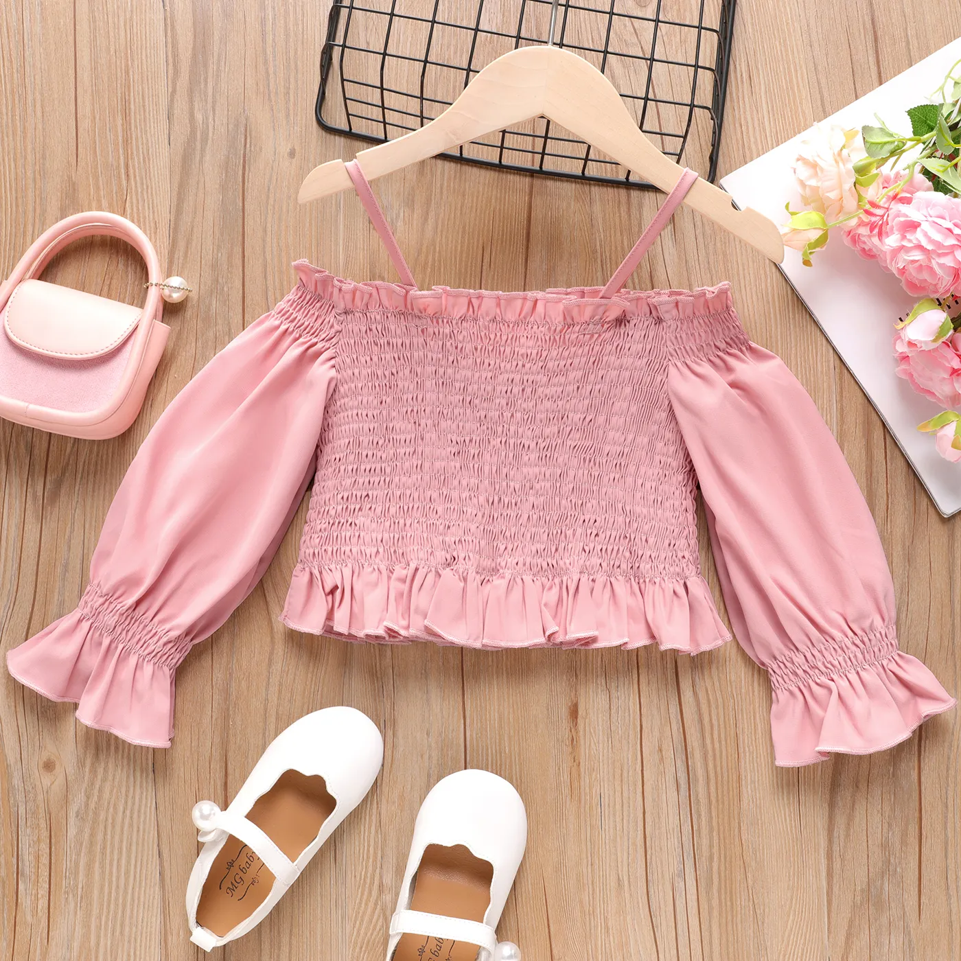 Kid Girl Ruffle Trim Smocked Cami Top  big image 1