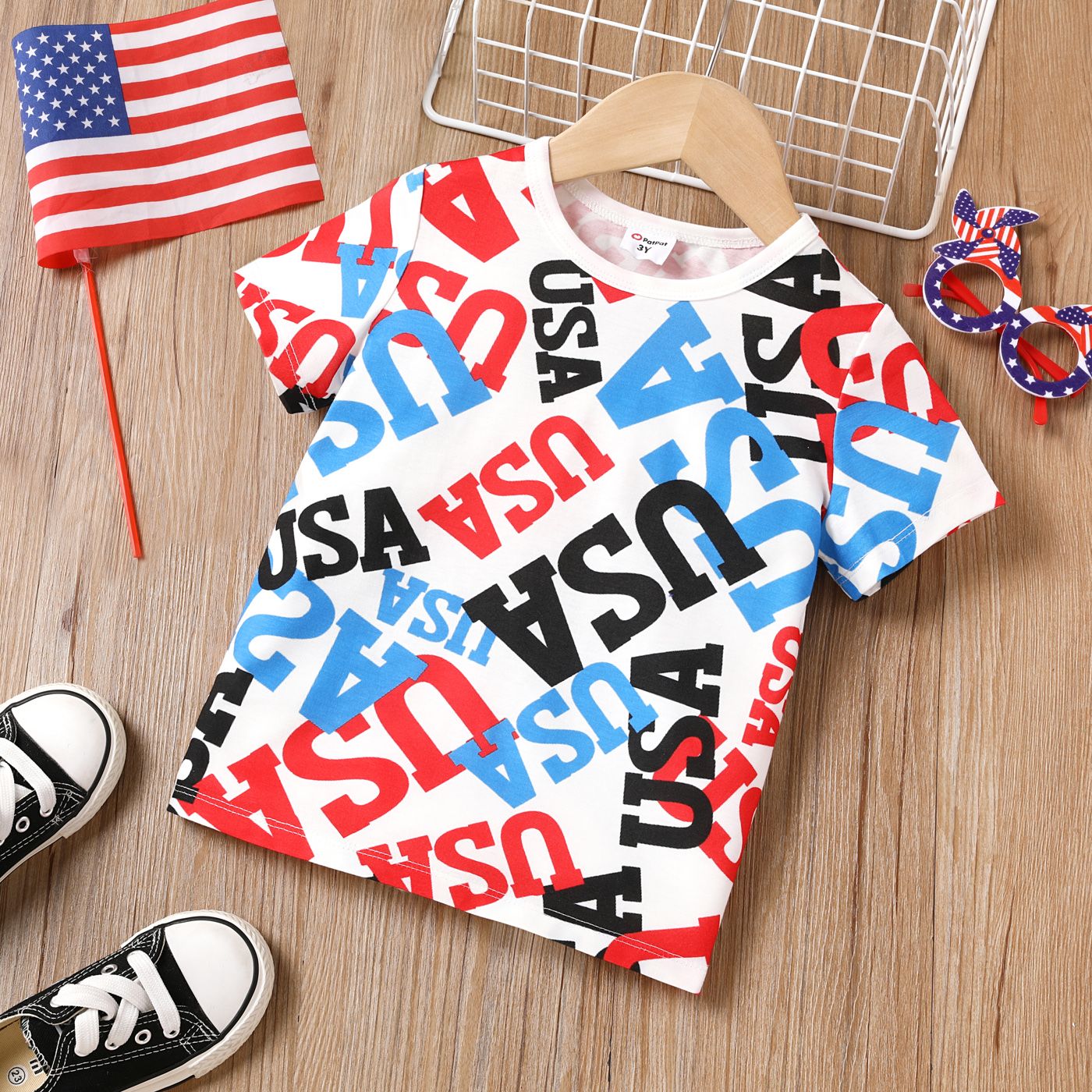 Independence Day Toddler Boy Letter Print Short-sleeve Tee