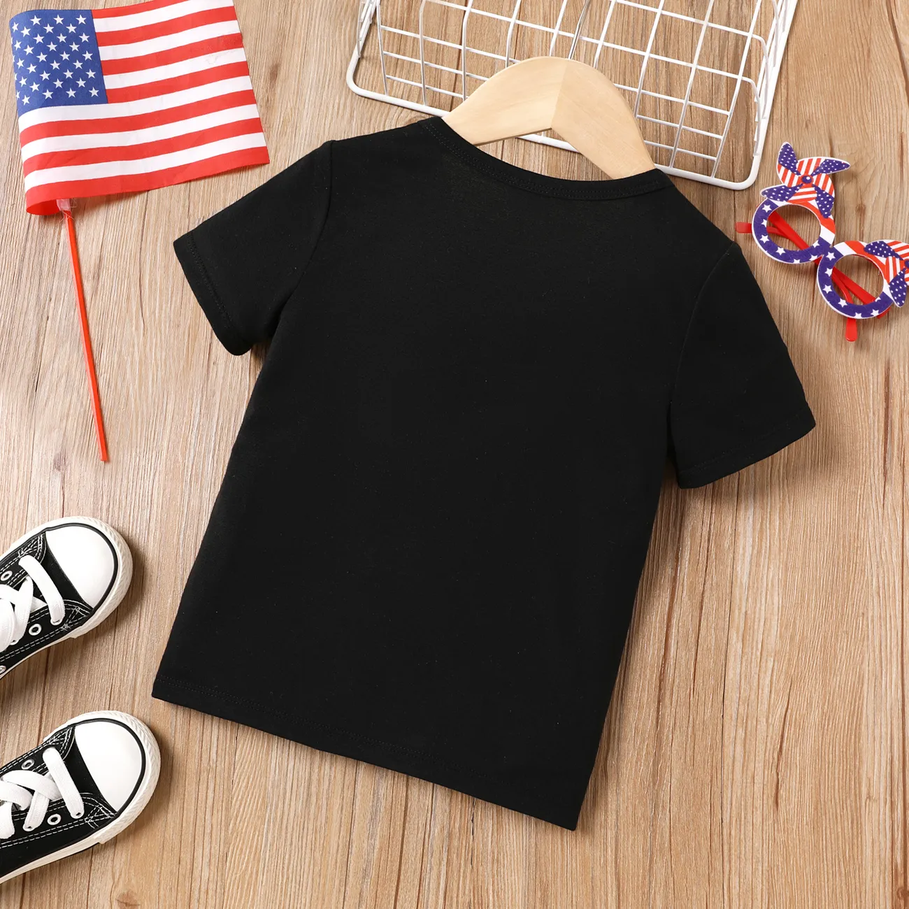 Fête Nationale Enfant en bas âge Garçon Tendance Manches courtes T-Shirt Noir big image 1