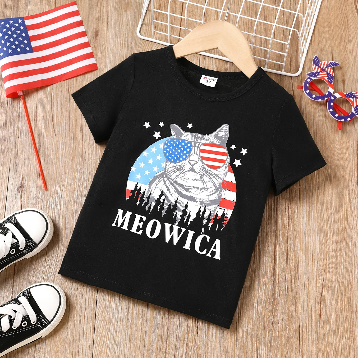 Dia Nacional Criança Menino Avant-garde Manga curta T-shirts Preto