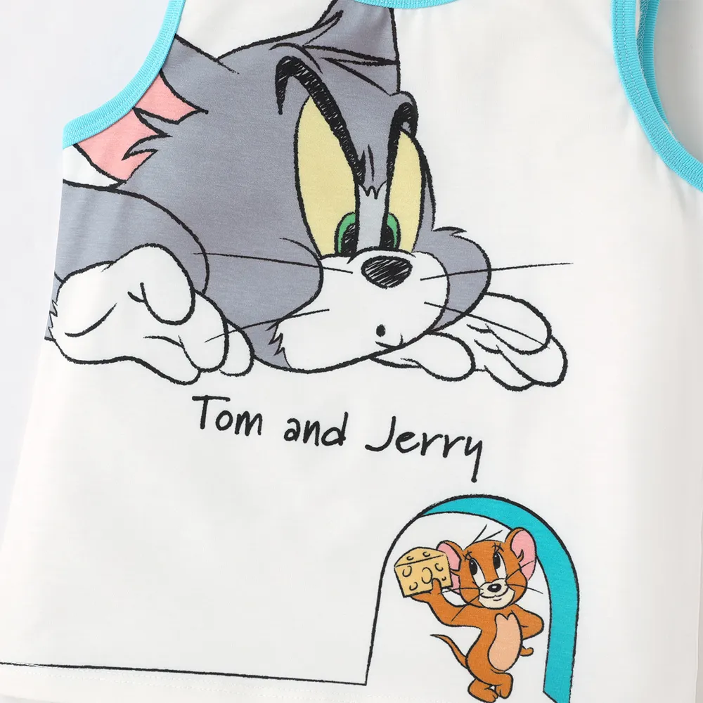 Tom and Jerry Toddler Girl/Boy 2pcs Letter Print Tank Top and Elasticized Shorts Set big image 3