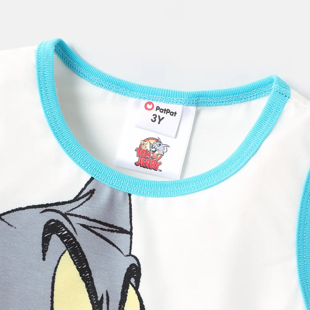 Tom and Jerry Toddler Girl/Boy 2pcs Letter Print Tank Top and Elasticized Shorts Set big image 5