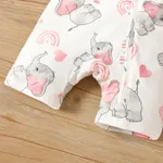 2-Pack Naia Baby Girl Cotton Elephant Print/Pink Zipper Design Short-sleeve Rompers  image 4