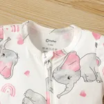 2-Pack Naia Baby Girl Cotton Elephant Print/Pink Zipper Design Short-sleeve Rompers  image 3