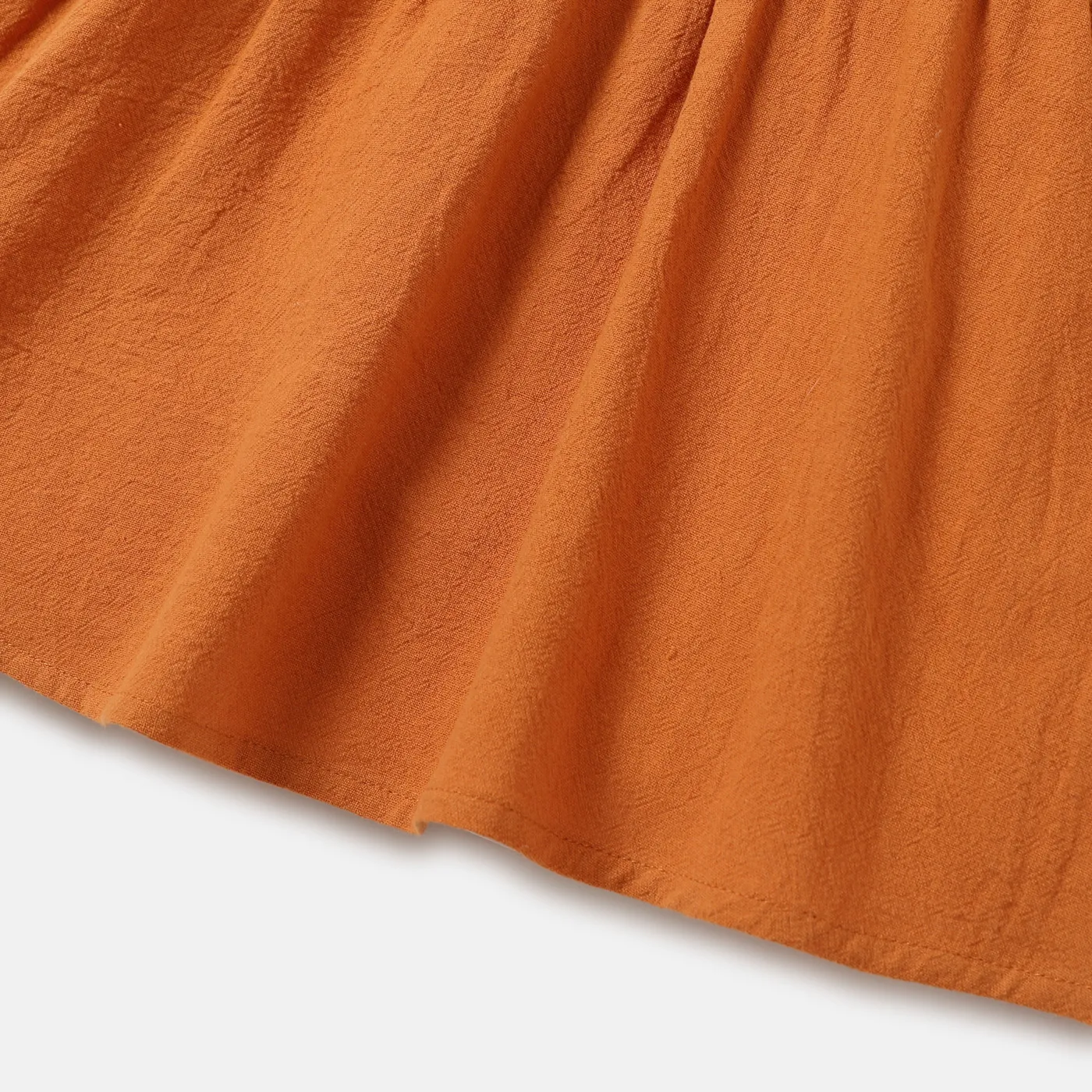 Baby/Toddler Girl 100% Cotton Solid Color Button Design Flutter-sleeve Dress YellowBrown image 4