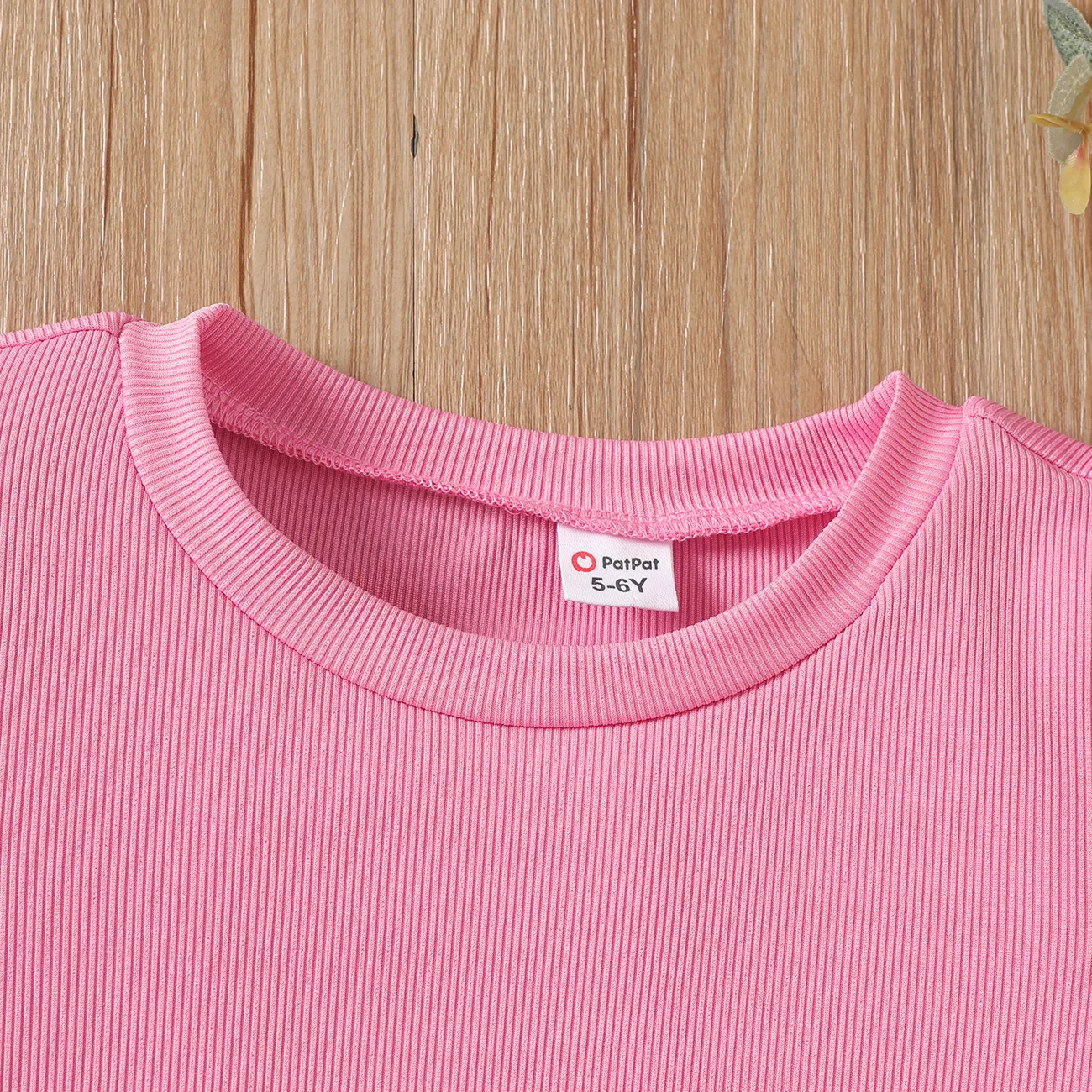 Kinder Mädchen Unifarben Kurzärmelig T-Shirts rosa big image 1