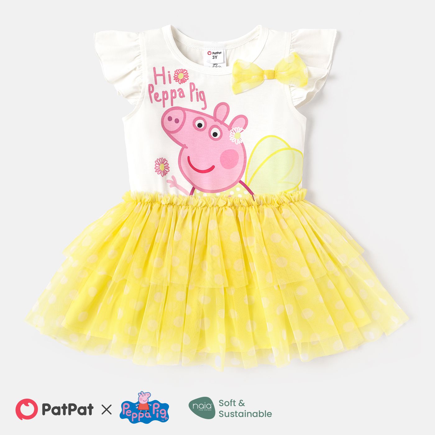 

Peppa Pig Toddler Girl Flutter-sleeve Mesh Splice Dress