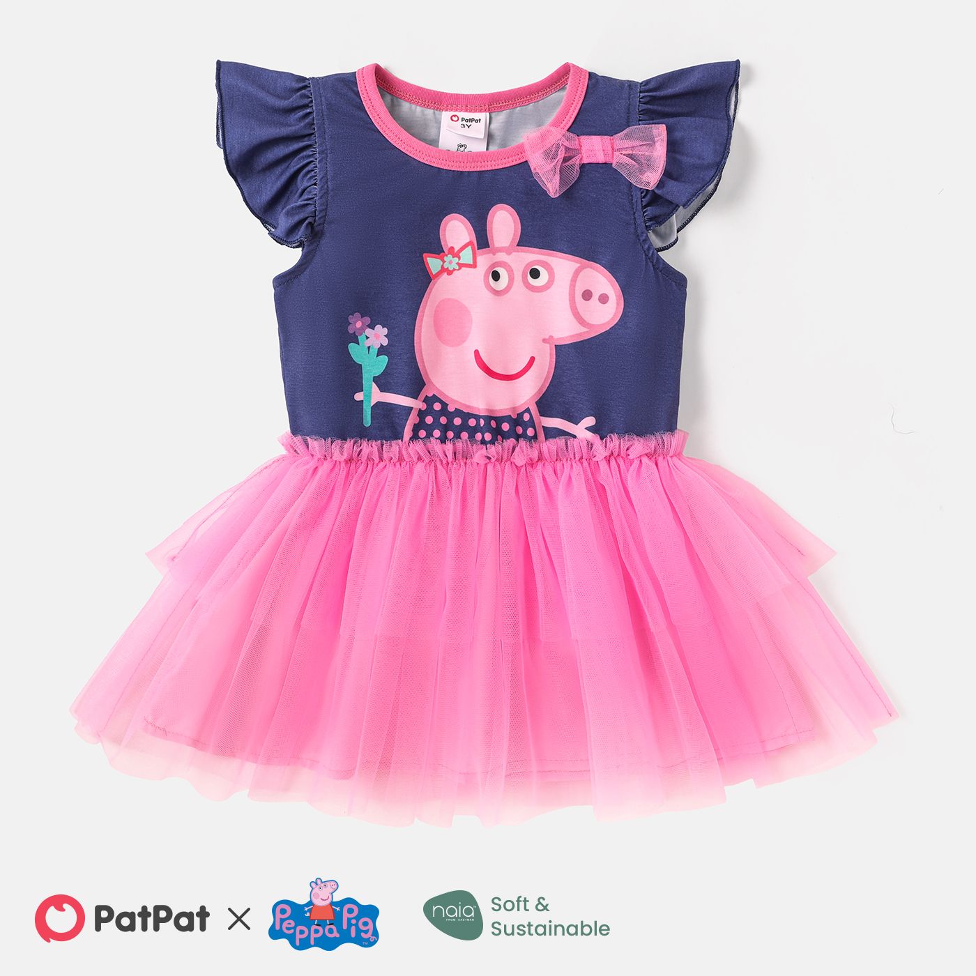 

Peppa Pig Toddler Girl Flutter-sleeve Mesh Splice Dress