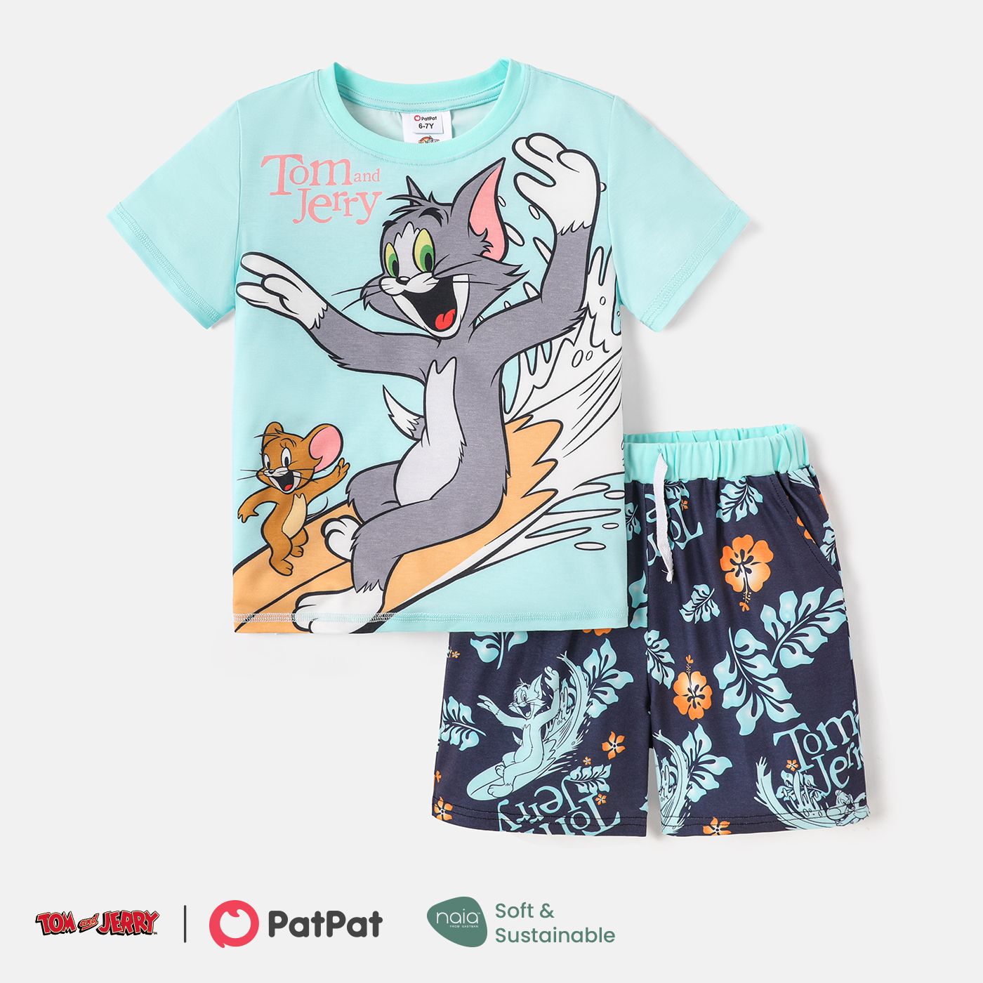 

Tom and Jerry Kid Girl/Boy 2pcs Short-sleeve Tee and Allover Shorts Set