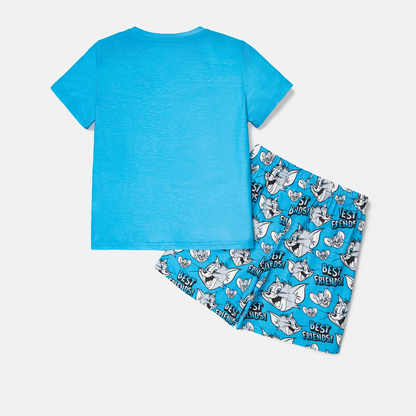 Tom and Jerry Toddler/Kid Girl/Boy Colorblock Short-sleeve Tee and Shorts Pajamas Set Blue image 3