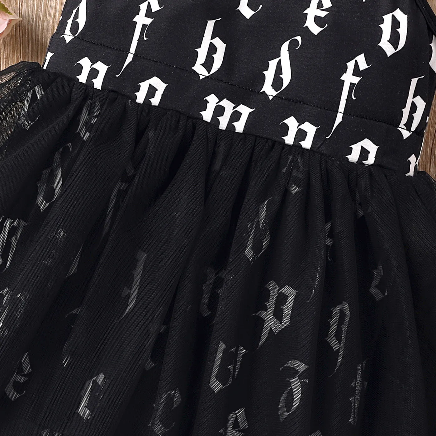 Toddler Girl Naia Letter Print Overlay Slip Dress Black image 4