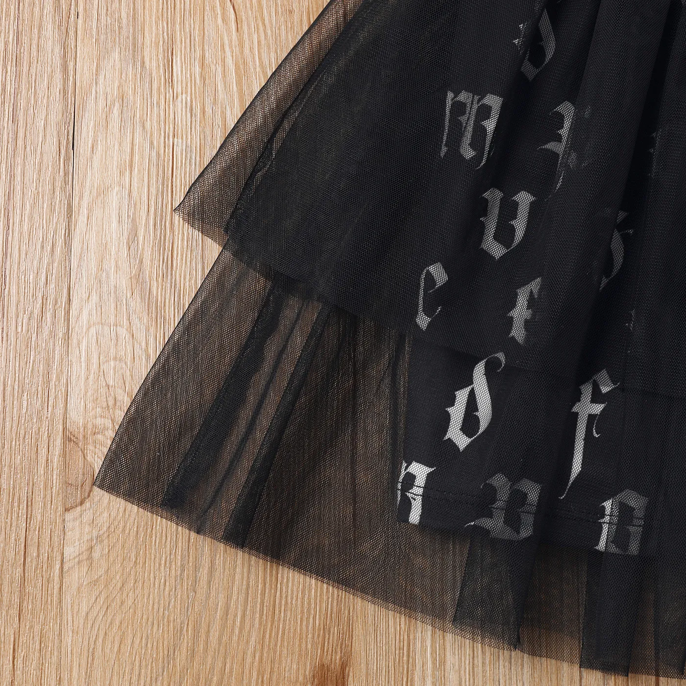 Toddler Girl Naia Letter Print Overlay Slip Dress Black image 5