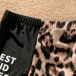 Family Matching Leopard & Black Spliced One Shoulder One-piece Swimsuit or Letter Graphic Swim Trunks Shorts  image 5