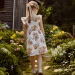 Toddler Girl Floral Print/100% Cotton Button Design Sleeveless Dress  image 4