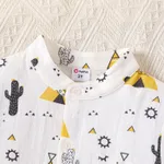 2pcs Toddler Boy 100% Cotton Allover Print Lapel Collar Shirt and Elasticized Shorts Set  image 3