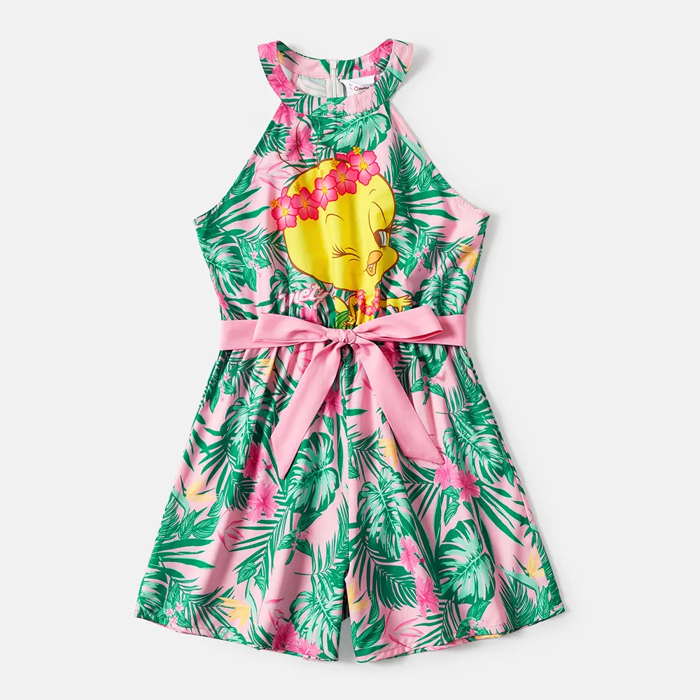 Looney Tunes Mommy and Me Allover Print Halter Belted Rompers big image 11