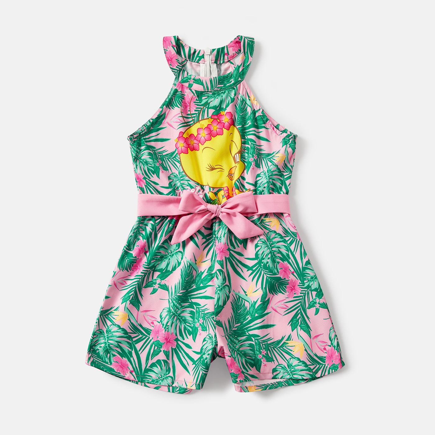 Looney Tunes Mommy And Me Allover Print Halter Belted Rompers