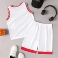 2Pcs Kid Boy Letter & Number Print Sports Tank Top and Shorts Set  image 5