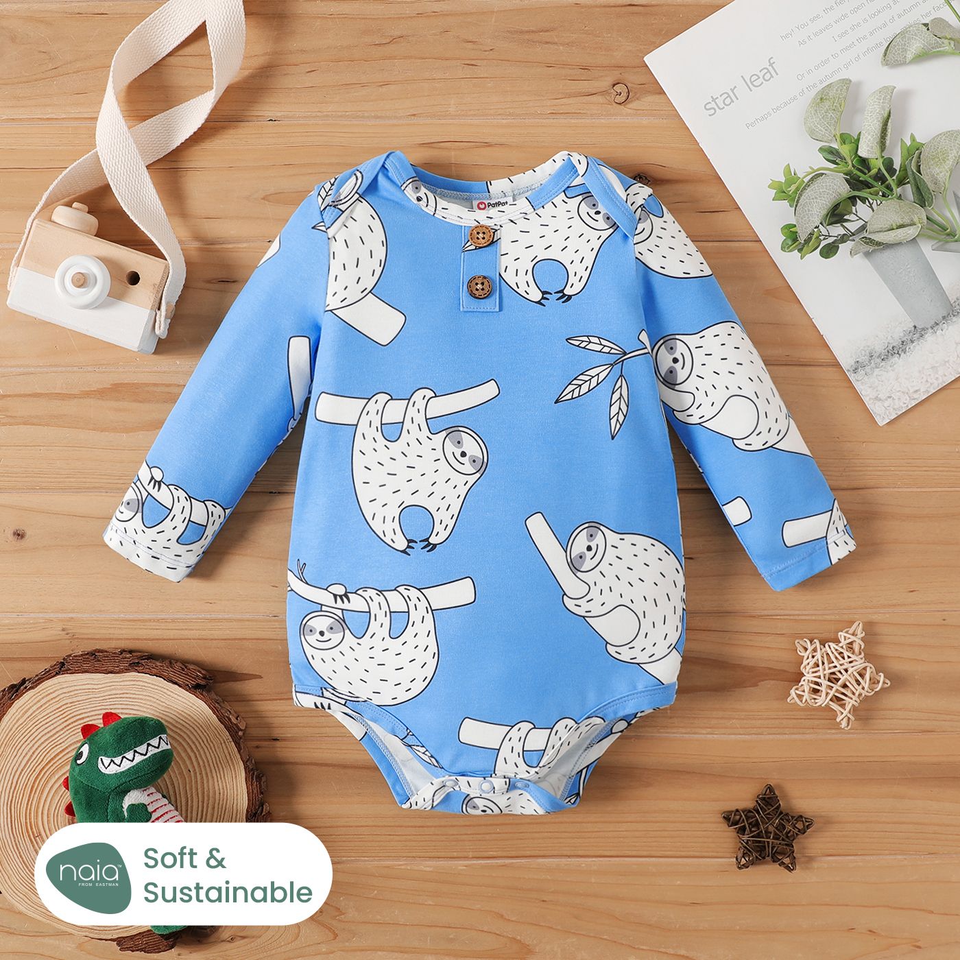 

Naia™ Baby Boy/Girl Allover Sloth Print Long-sleeve Romper