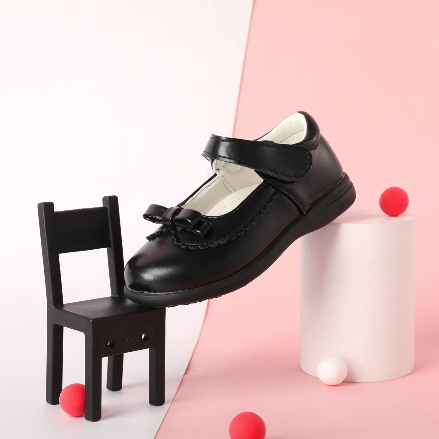 Toddler/Kids Bow Decor Velcro Solid School Shoes  image 3