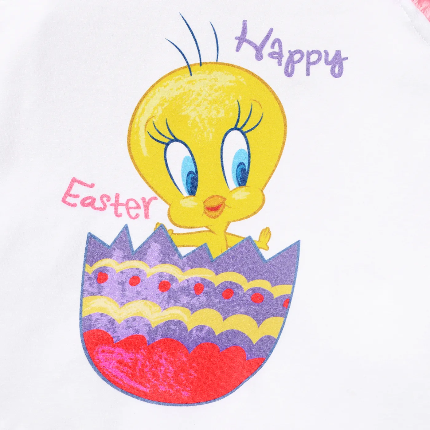 Looney Tunes أطقم مواليد حريمي بلا أكمام حافة كشكشة نقش منقط عيد القيامة  image 3