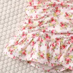 2pcs Toddler Girl Square Collar Short-sleeve Top and Floral Print Ruched Bodycon Skirt Set  image 5