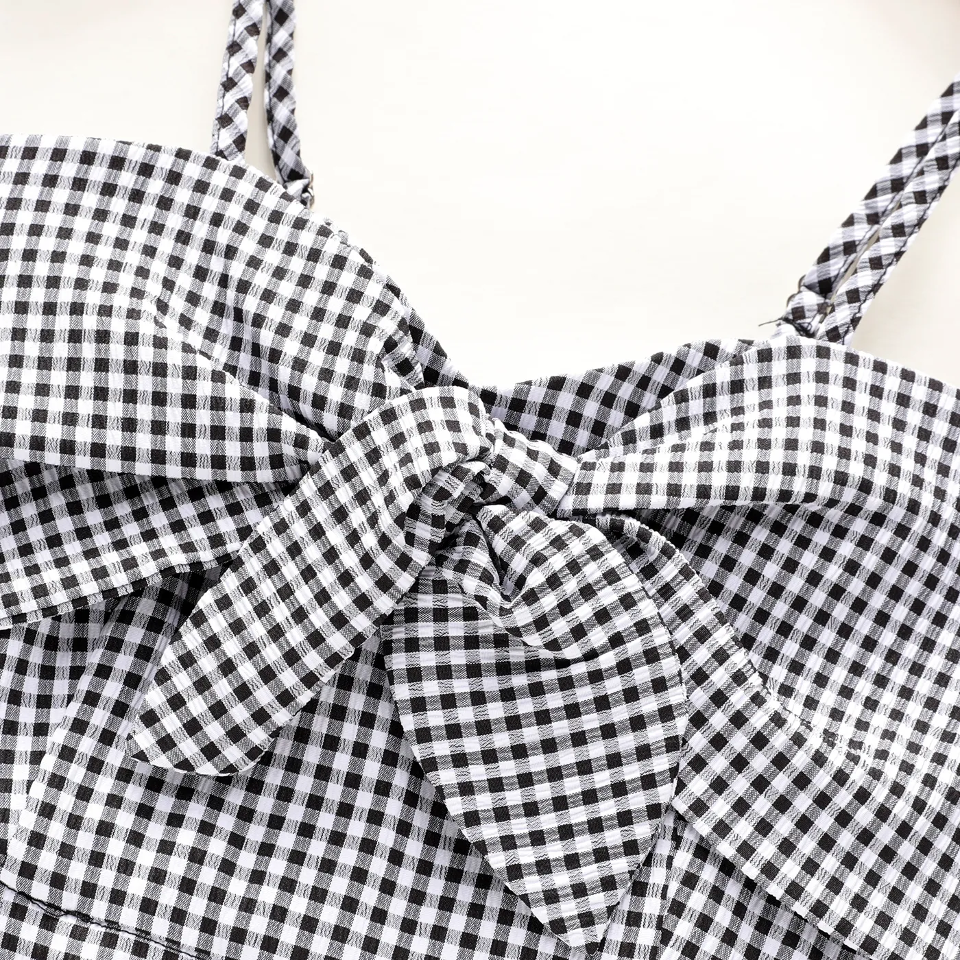 Kid Girl Bow Front Plaid Cami Romper PLAID image 3