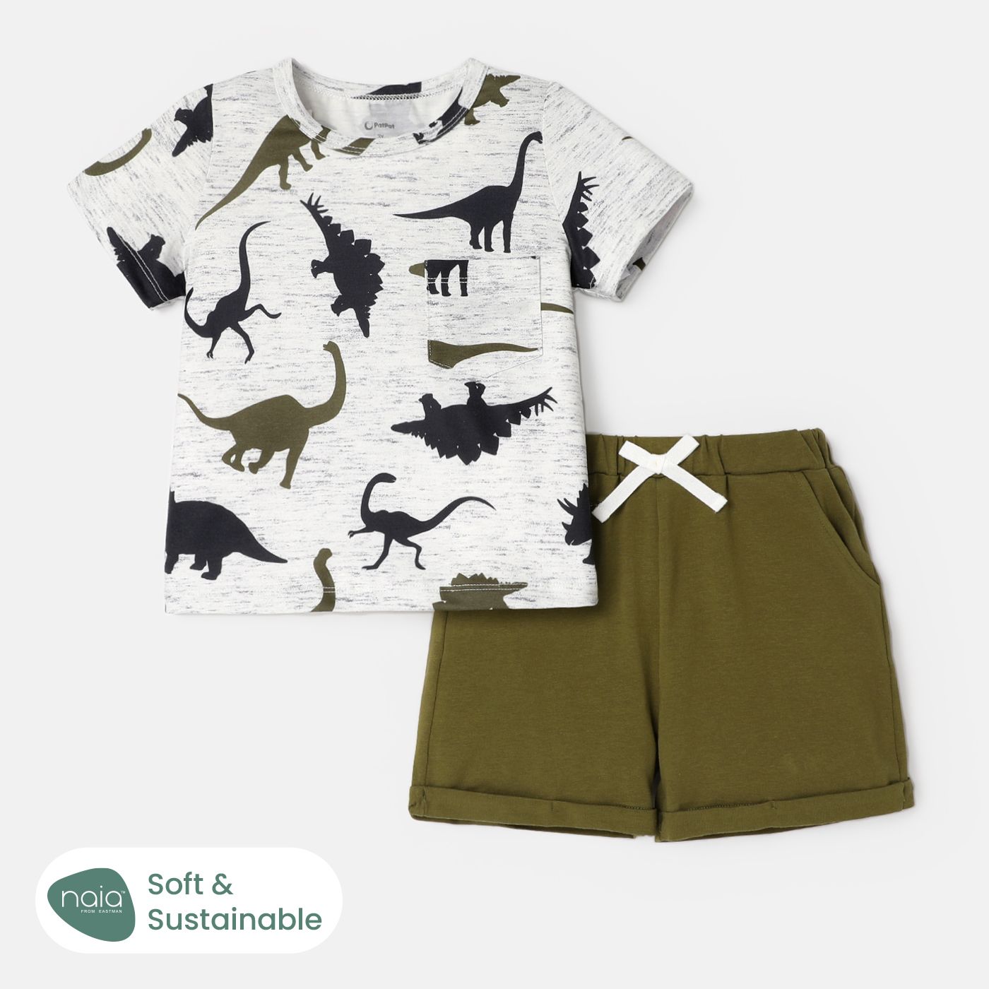 

Naia 2pcs Toddler Boy Dinosaur Print Short-sleeve Tee and Elasticized Shorts Set