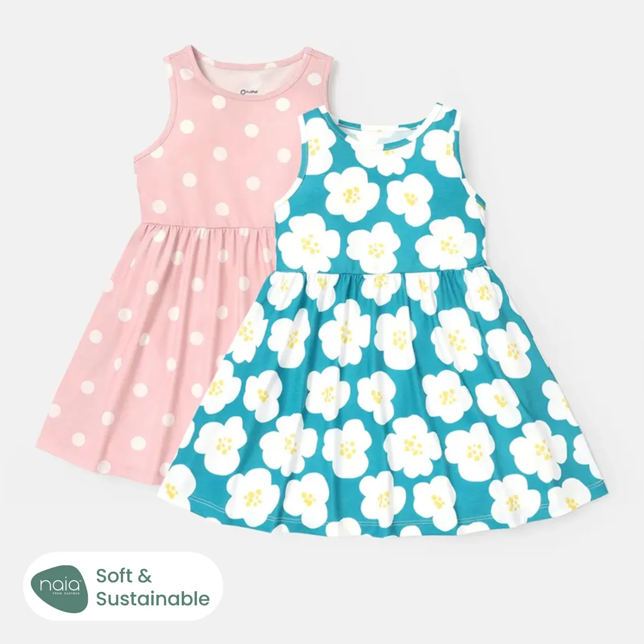 Toddler/Kid Girl Heart Print/Polka dots Sleeveless Dress Green big image 1