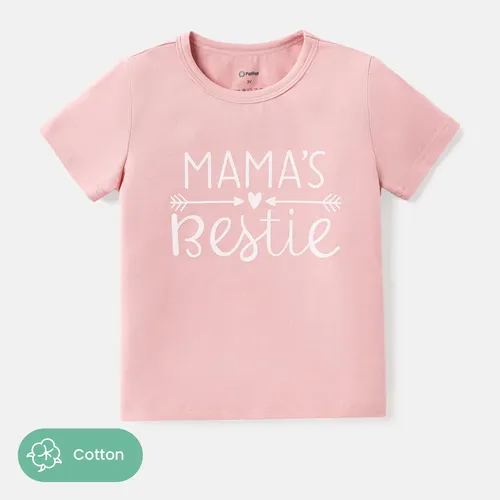 camiseta de algodón de manga corta con estampado de letras para niños pequeños/niños