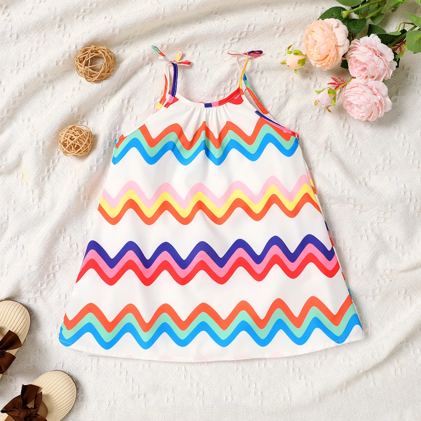 Toddler Girl Geo Pattern Slip Dress Colorful image 2