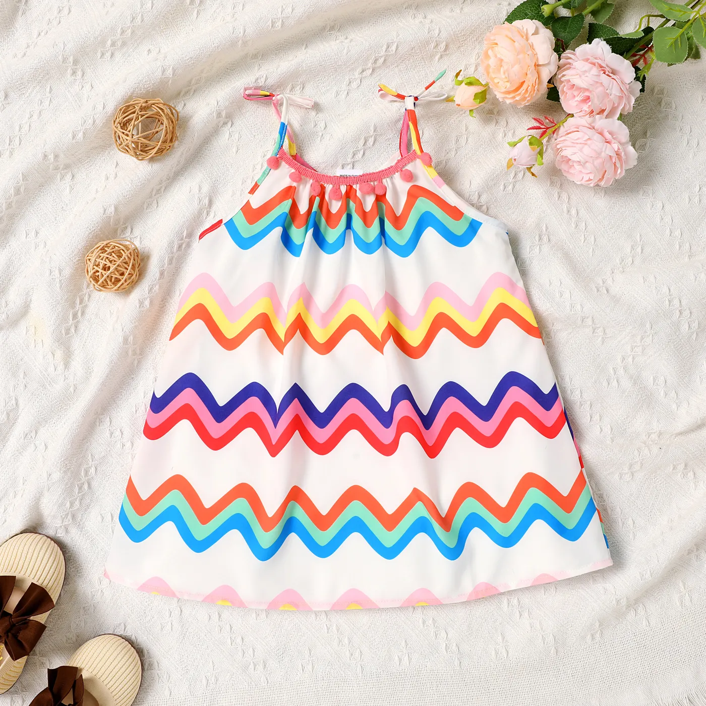 Toddler Girl Geo Pattern Slip Dress Colorful big image 1