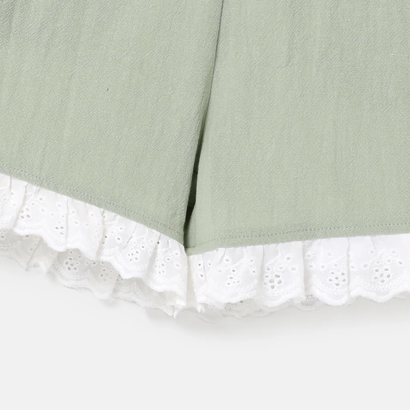 Kid Girl 100% Cotton Bow Decor Lace Hem Shorts  image 3