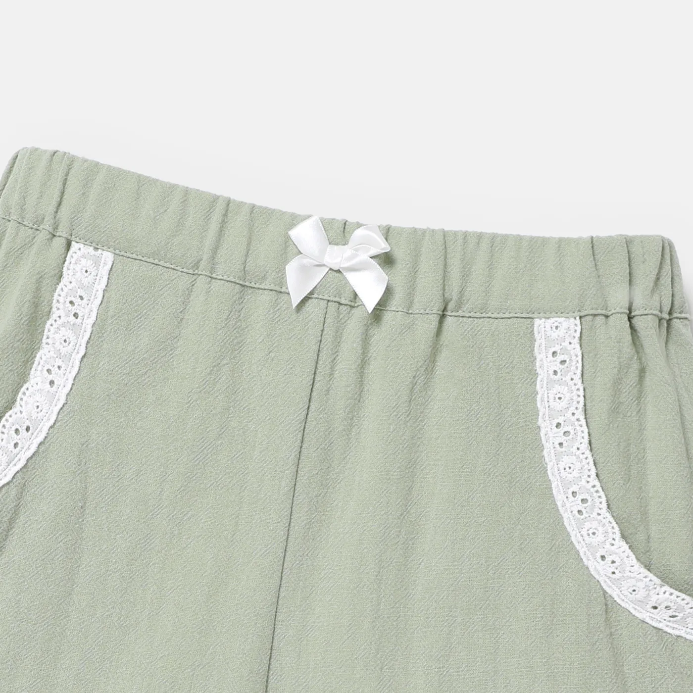 Kid Girl 100% Cotton Bow Decor Lace Hem Shorts  image 5