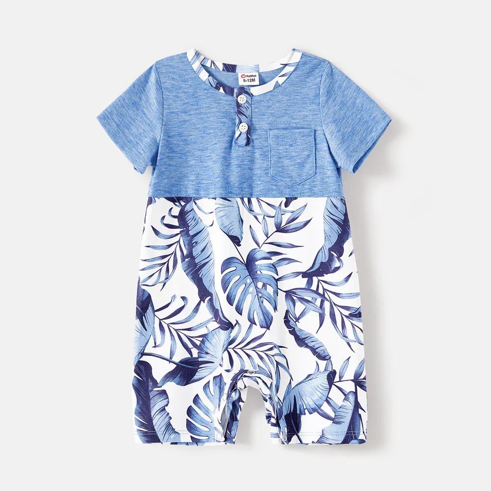 Family Matching Allover Leaf Print Naia™ Cami Dresses and Short-sleeve Colorblock T-shirts Sets  big image 1