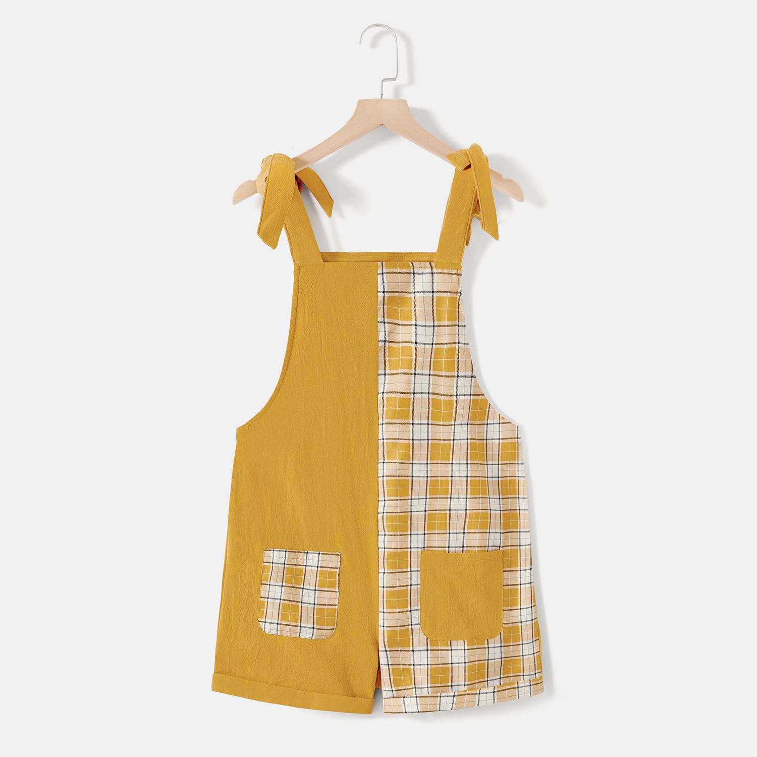 Mommy And Me 100% Cotton Plaid Spliced Sleeveless Rompers