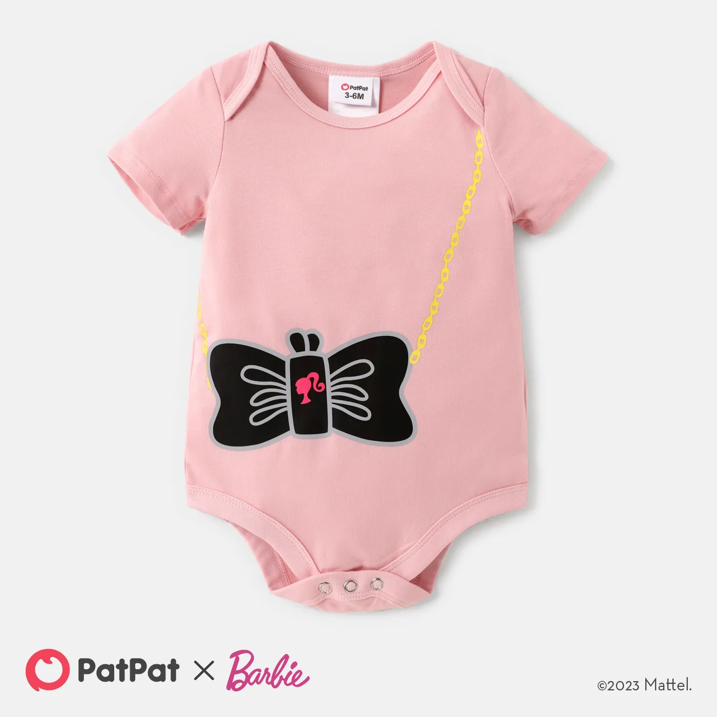 Barbie Baby Girl/Boy Naia Houndstooth / Butterfly Print Romper Pink big image 1
