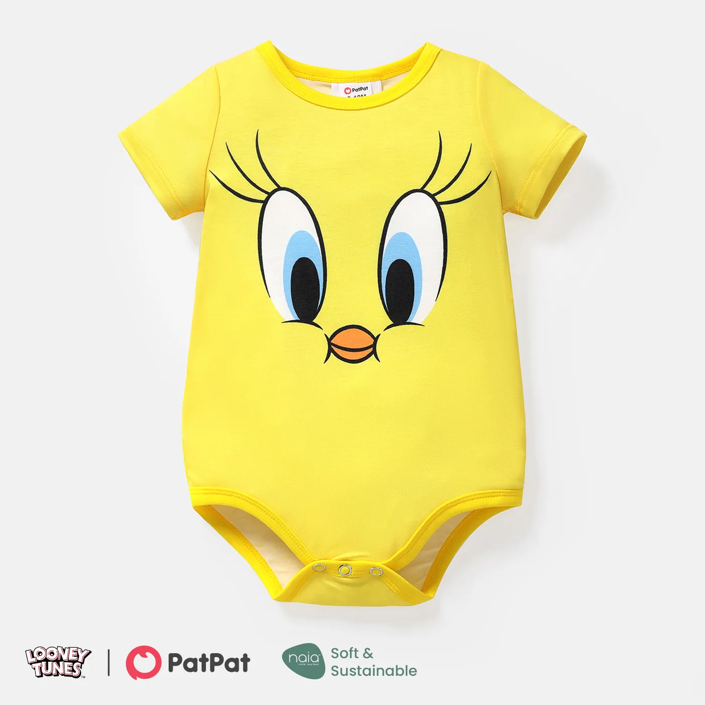 Looney Tunes Baby Boy/Girl Animal Print Short-sleeve Naia™ Romper Yellow