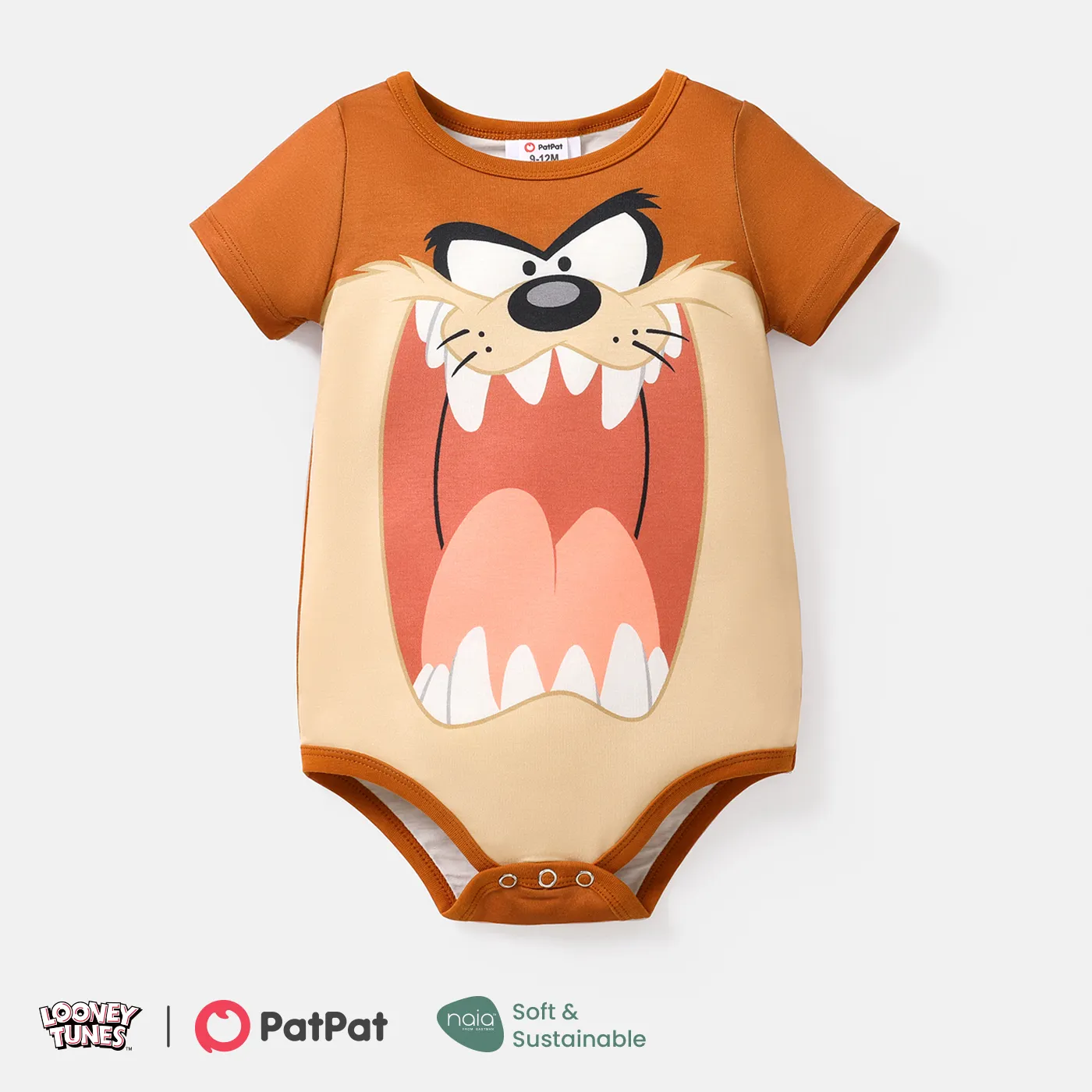Looney Tunes Baby Boy/Girl Animal Print Short-sleeve Naia™ Romper Brown