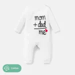 Baby Girl/Boy Cotton Button Design Letter Print Long-sleeve Jumpsuits White