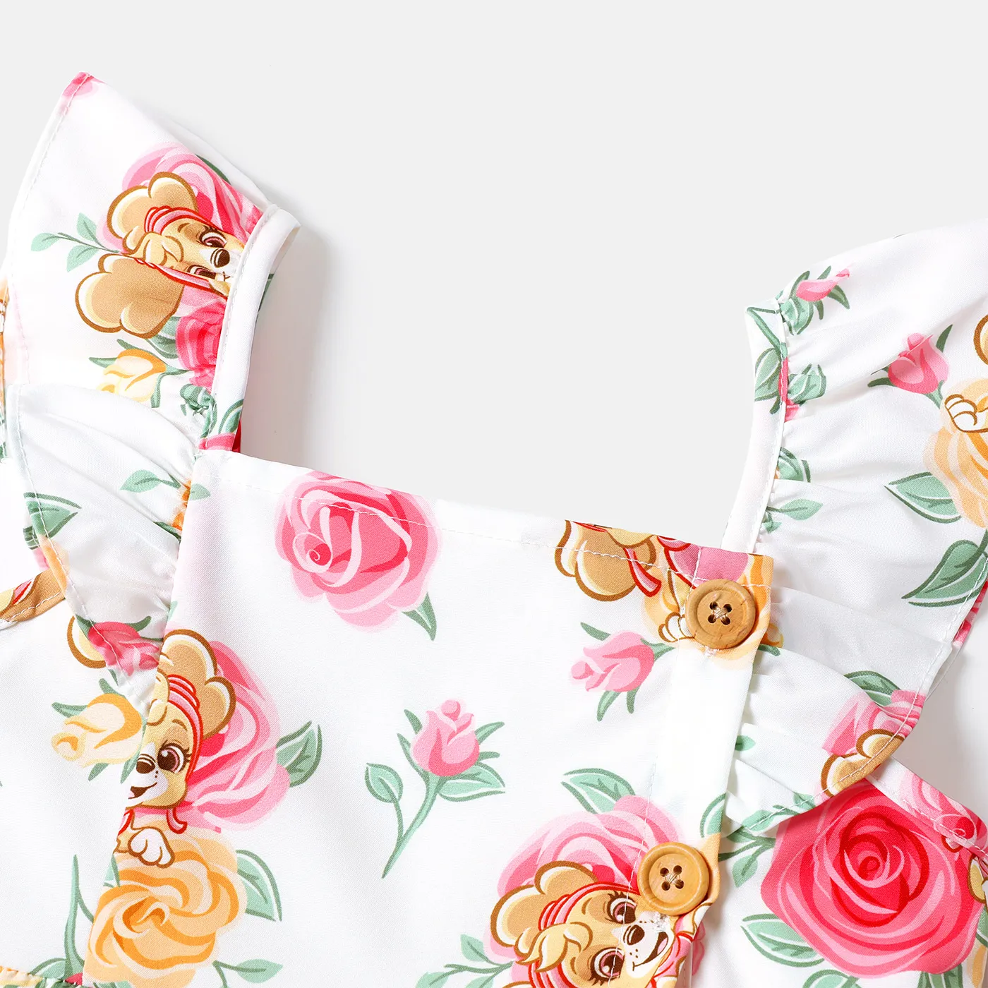 PAW Patrol Toddler Girl Floral Print Flutter-sleeve Dress White image 4
