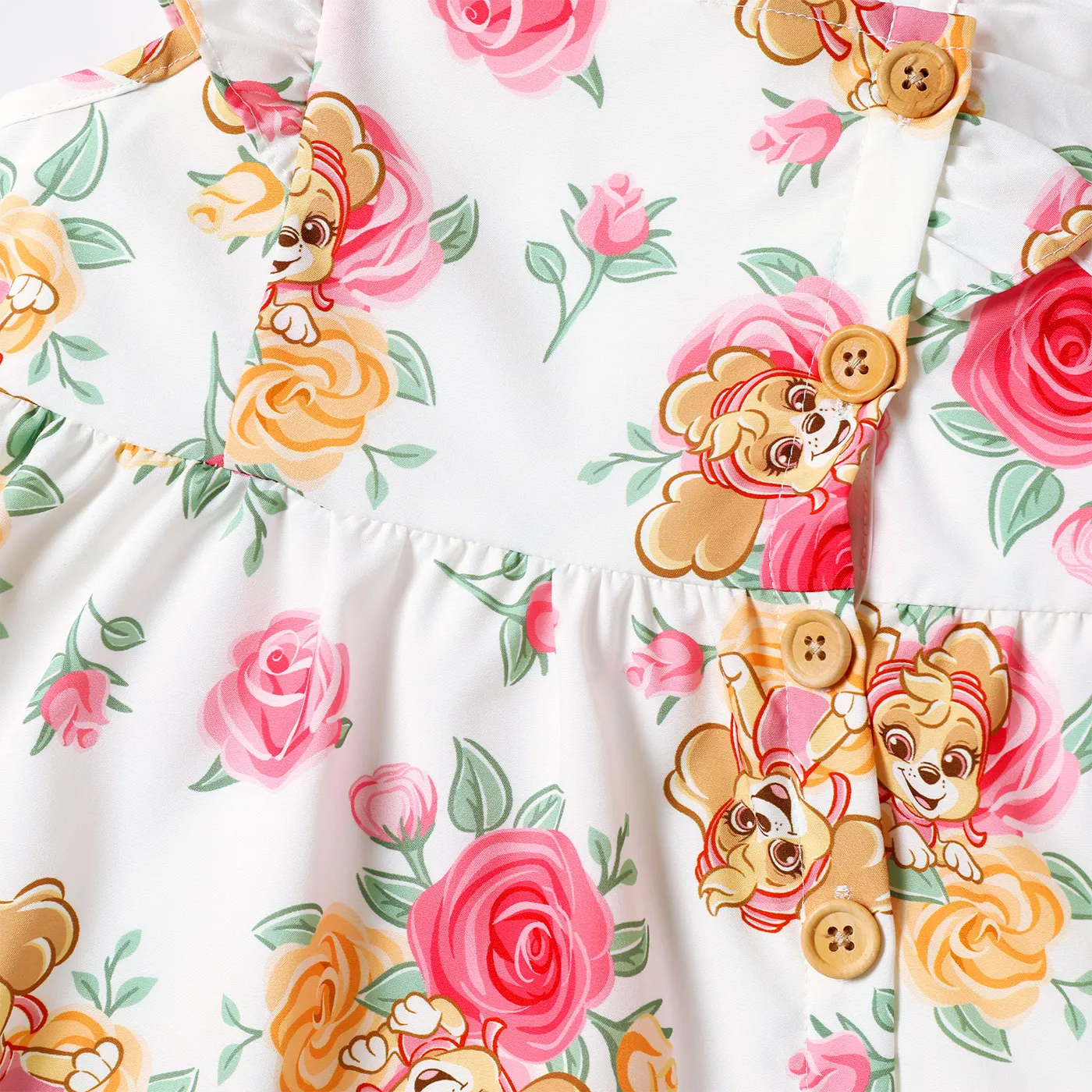 PAW Patrol Toddler Girl Floral Print Flutter-sleeve Dress White image 5