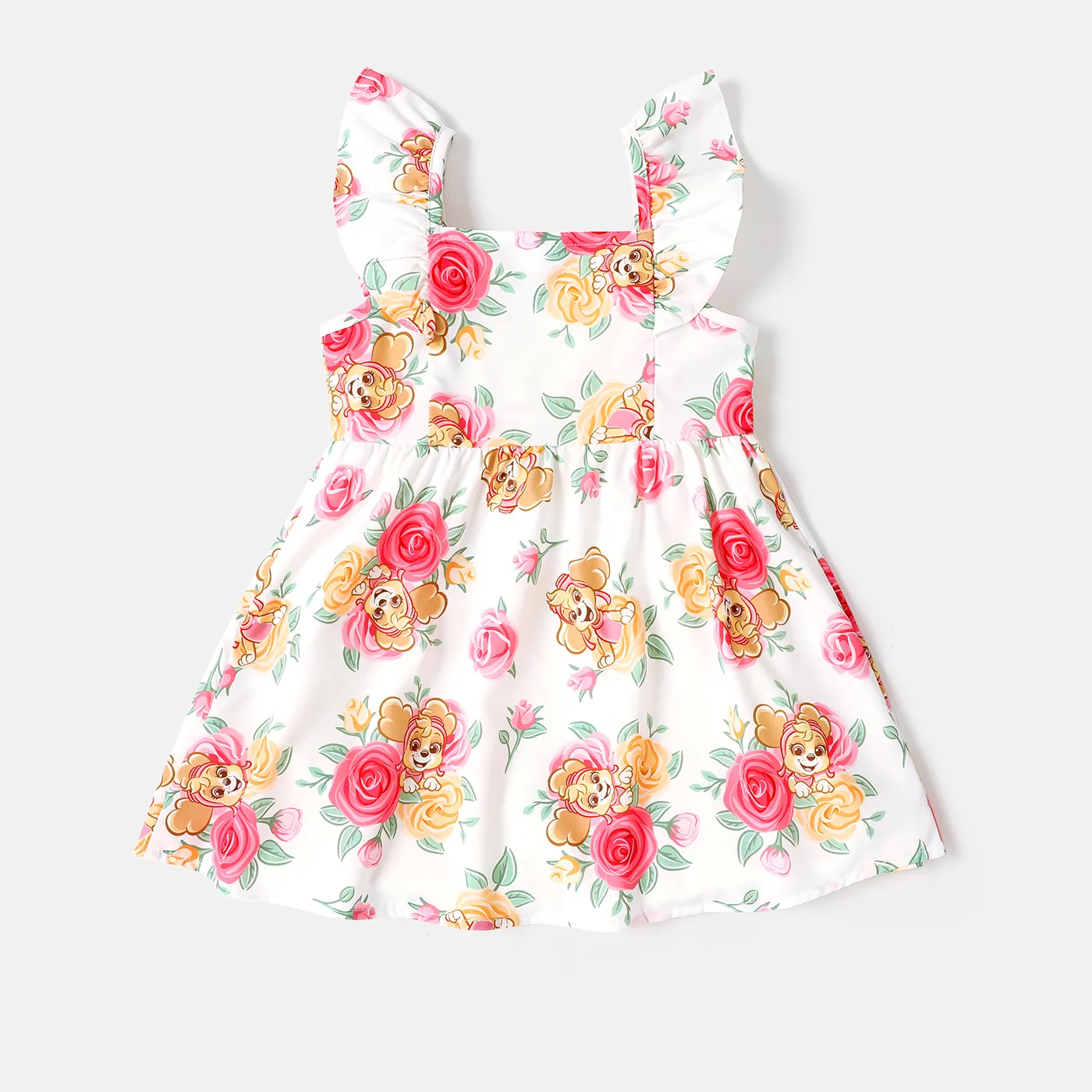 PAW Patrol Toddler Girl Floral Print Flutter-sleeve Dress White image 3