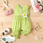 Naia™ Baby Girl Knit Flower Detail Polka Dots Print Tank Jumpsuit Light Green