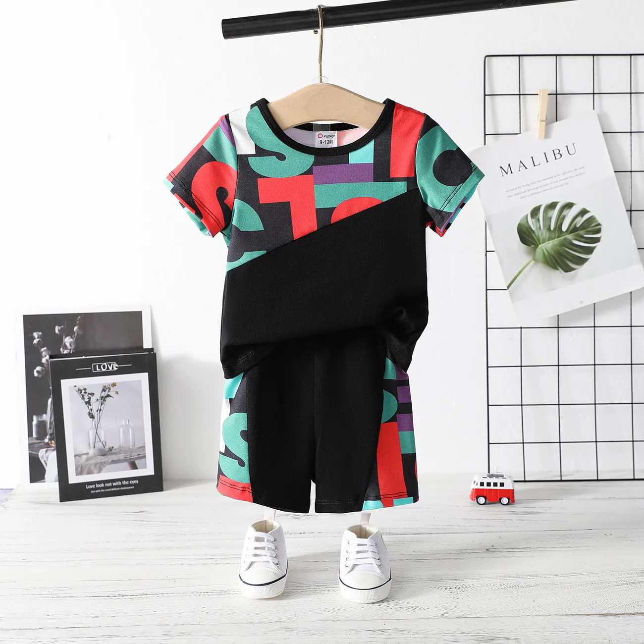 Naia™ 2pcs Baby Boy Letter Print Short-sleeve Tee & Shorts Set  big image 1