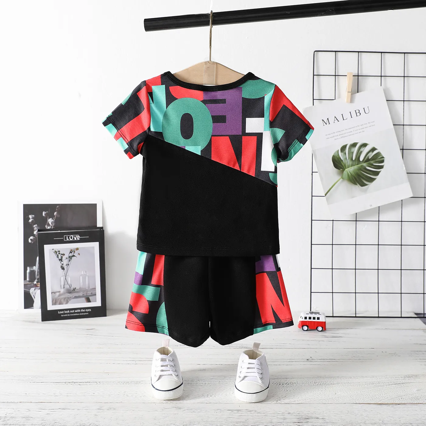 Naia™ 2pcs Baby Boy Letter Print Short-sleeve Tee & Shorts Set  image 2