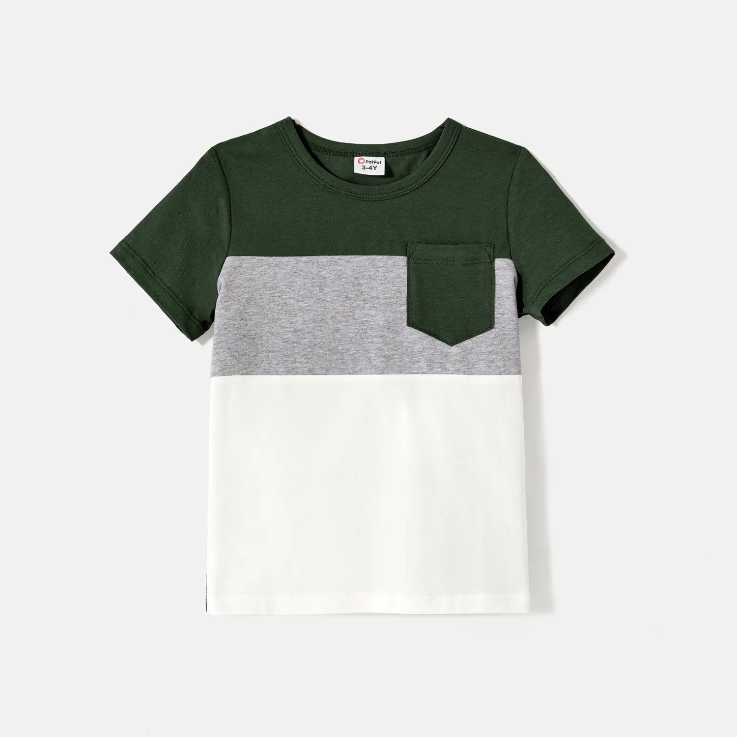 Family Matching Cotton Colorblock T-shirts and Solid Swiss Dot Halter Sleeveless Belted Dresses Sets Army green image 6